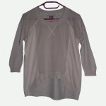 Pull beige ajour et bouloches. asymtrique. bershka. coton. taille 38