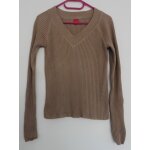 Pull beige ctel. col en v. tex. coton. taille 36