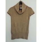Pull beige grand col roul. manches courtes. camaieu. taille 38