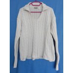 Pull blanc cass  torsades. 3 suisses. coton. taille 42 / 44