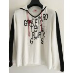 Pull � capuche dorotennis taille 3 �cru, impril� noir et rouge
