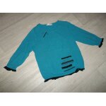 Pull christine laure bleu turquoise / outremer et noir 38 tbe