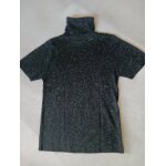 Pull col roul� noir brillant c�tel� manches courtes taille 2 cama�eu