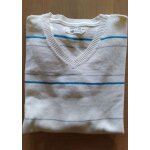 Pull col en v cru  rayures bleues et grises - bonobo - taille l