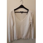 Pull col v jennyfer cr�me coudi�res grises � taille s