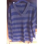 Pull col en v polyester 46 - 48 ray marron / noir trs bon etat