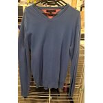 Pull coton col v tommy hilfiger bleu