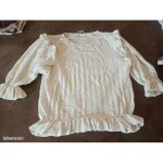 Pull court manches 3 / 4 ivoire fille 14 ans pinkie tr�s bon �tat