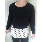 Pull crop top noir et son dbardeur long  pois noirs