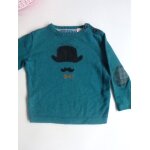 Pull doux coton laine bleu vert zara knitwear 9 / 12 mois chapeau melon poilu rigolo