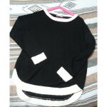 Pull femme noir blanc - bon etat - blanche porte