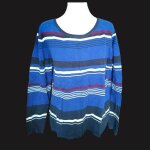 Pull femme � rayure bleu marine, noir, blanc, bordeaux taille 42 / 44 manche longue