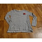 Pull fille zara girls blanc  rayure avec fleur rouge brod taille 11 / 12 ans