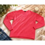 Pull fin kiabi xs corail � col v, doux et l�ger, parfait mi - saison f338;