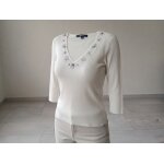Pull gris col v avec perles taille 38 caroll