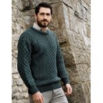 Pull irlandais pure laine aran crafts vert mousse t. m