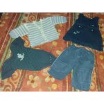 Pull laine tricoter violette + robe jeans bleu + body gris + jogging gris - in extenso - 4 pi�ces - 1 ...