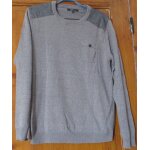 Pull l�ger jules - encolure ronde manches longues - petite poche poitrine avec bouton - coton gris soulign� ...