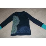 Pull long desigual tons bleus paillettes taille xl tbe