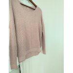 Pull long en maille rose poudr� beige nude d�collet� col rond femme taille 38