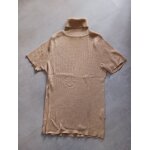 Pull manches courtes col roul� beige brillant taille 1 camaieu