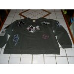 Pull manches longues col rond motif charisma bulldog français vert foncé avec pièces lettre a etoile ... Pull manches longues col rond motif charisma bulldog français vert foncé avec pièces lettre a etoile ...