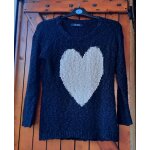 Pull noir  coeur blanc, cache - cache, femme, taille 0 / xs / 34