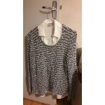 Pull perle noir et blanc avec un col chemise blanc Pull perle noir et blanc avec un col chemise blanc