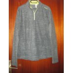 Pull polaire col rond zipp dcathlon, taille xl, coloris gris chin, col et fermeture vert fluo, quechua ...