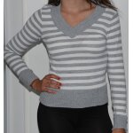 Pull ray� gris et blanc pimkie
