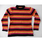Pull ray multicolore. orange jaune rose violet. tissaia. taille 46 / 48