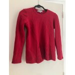 Pull rouge carmin structur� texmail en laine peign�e - taille 44 - style casual