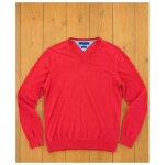 Pull rouge tommy hilfiger col v l�ger � bon �tat � taille l