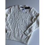 Pull torsad� ralph lauren blanc beige homme taillel � logo noir brod� � maille premium classique