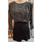Pull tunique noir � �toiles blanches