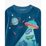 Pyjama bleu en velours � animation espace (sergent major)