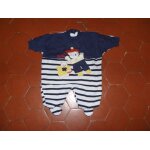 Pyjama jersey coton ray marine et blanc vert baudet