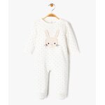 Pyjama en velours  motif lapin bb fille - 1 mois