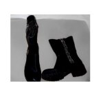 Rangers cuir vanessa wu 40 bottillons noirs boots style rock bottes premiere peau double fermeture eclair ...
