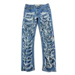 Reconditionn� - jean homme upcycling levis 505 - taille w34 / l34 - homme - bleu