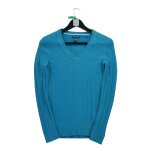 Reconditionn - pull femme en maille torsade - taille m - femme - bleu
