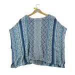 Reconditionn� - pull femme poncho en lin bleu - taille s - femme - bleu