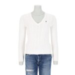 Reconditionn� - pull femme torsad� � col v blanc - taille m - femme - blanc