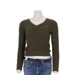 Reconditionn� - pull femme torsad� kaki - taille s - femme - kaki