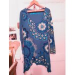 Robe asymtrique bas dentelle bleue imprim bleu / blanc 42 xl desigual.