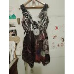 Robe asym�trique grise motifs color�s 42 xl desigual.