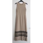 Robe beige a rayures noires. sans manches. caroll. viscose. taille 36