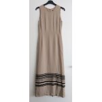 Robe beige a rayures noires. sans manches. caroll. viscose. taille 36 Robe beige a rayures noires. sans manches. caroll. viscose. taille 36