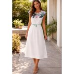 Robe blanche et imprim� avec cordon ceinture verte 2 poches taille unique tbs