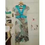 Robe bleue claire motifs color�s 36 s topshop vintage ann�es 90.